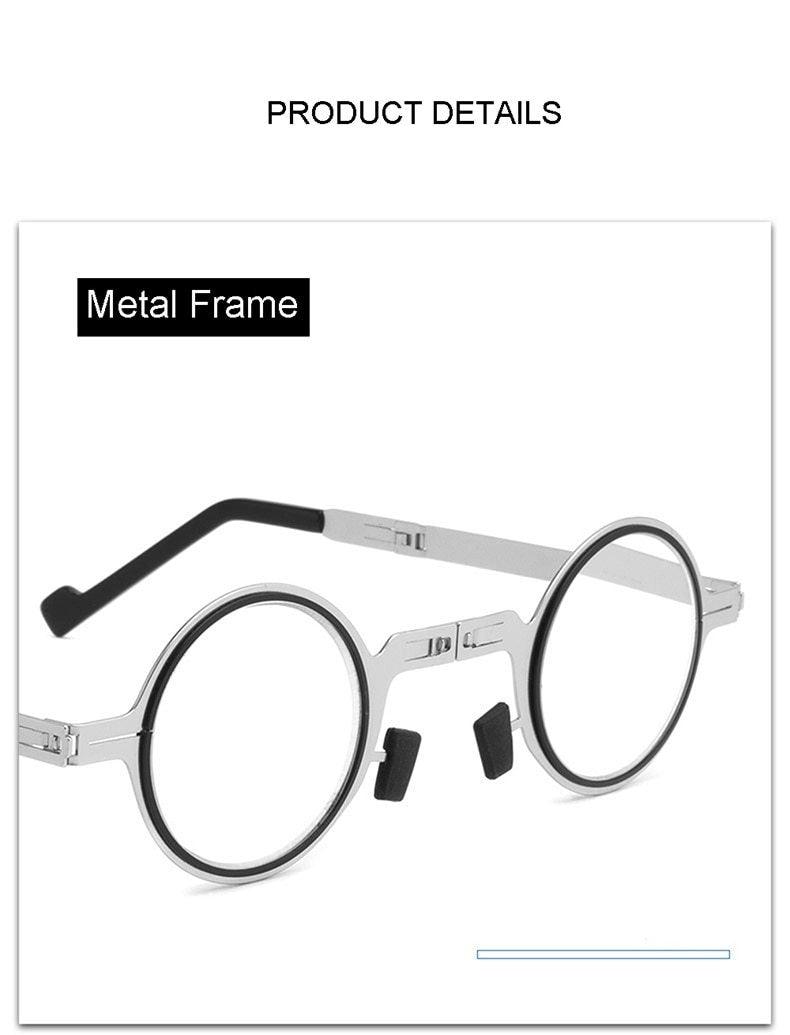 Lunettes de lecture rondes en métal pliables avec protection contre la lumière bleue