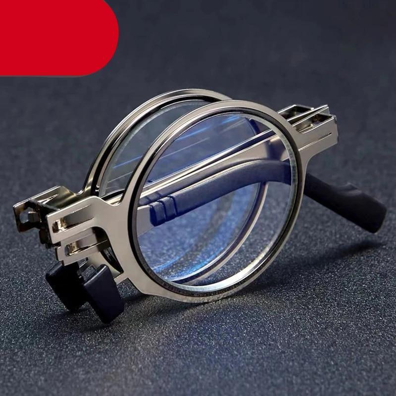 Lunettes de lecture rondes en métal pliables avec protection contre la lumière bleue