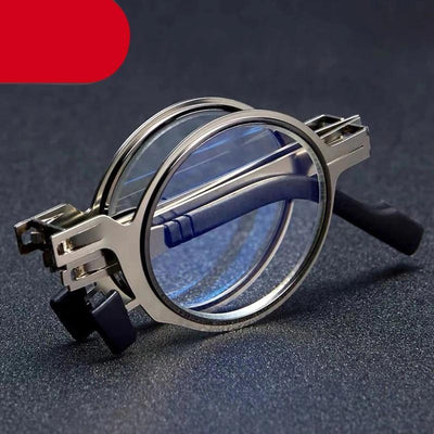 Foldable Metal Round Reading Glasses with Blue Light Protection