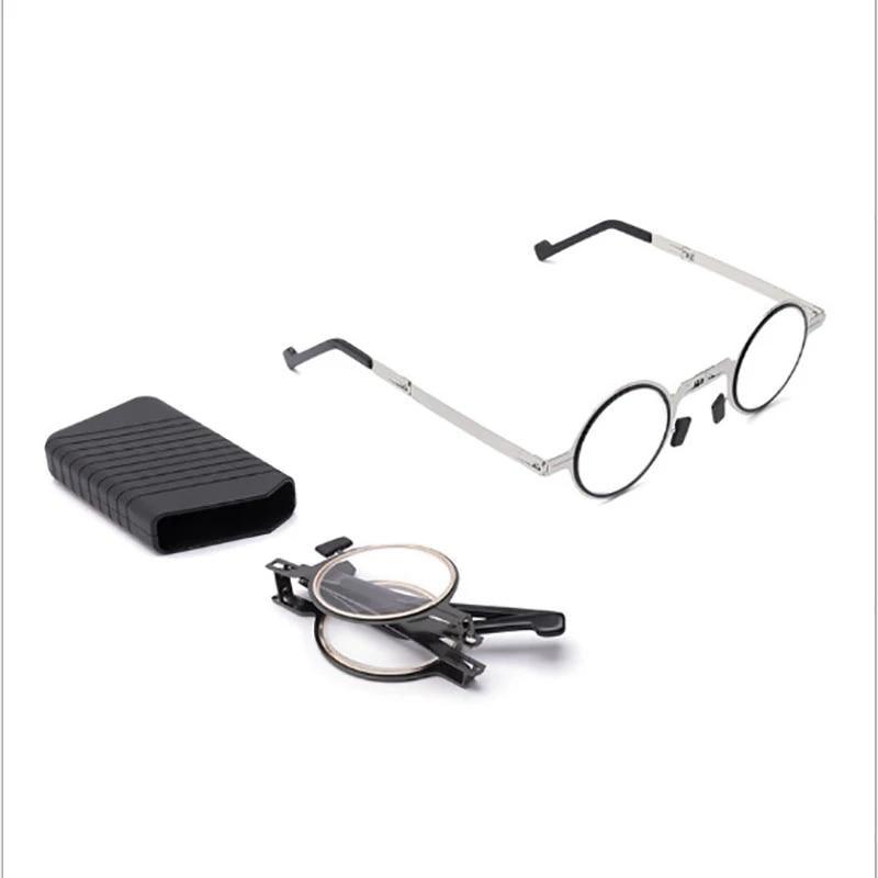 Lunettes de lecture rondes en métal pliables avec protection contre la lumière bleue