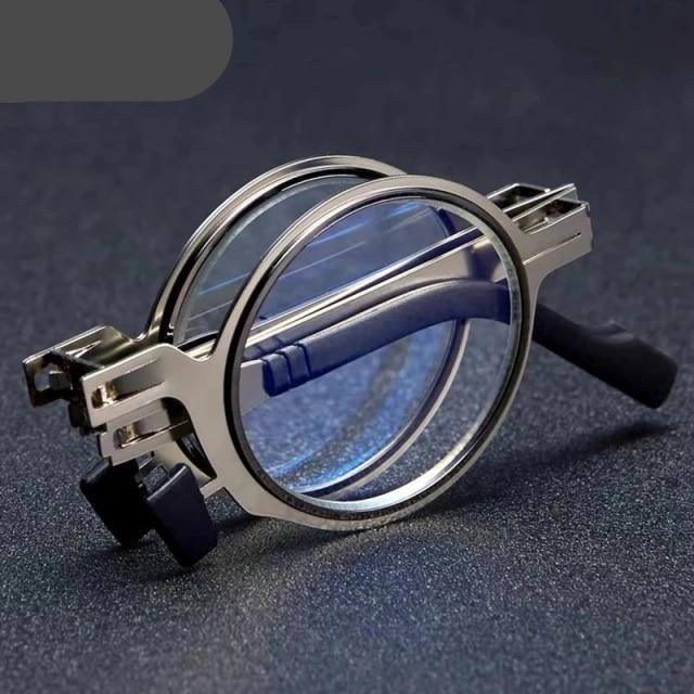 Lunettes de lecture rondes en métal pliables avec protection contre la lumière bleue