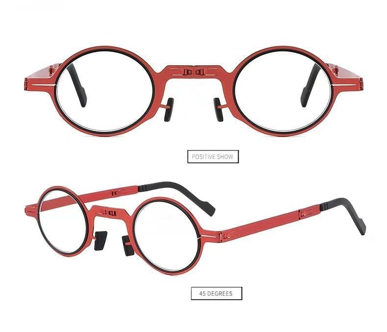 Lunettes de lecture rondes en métal pliables avec protection contre la lumière bleue