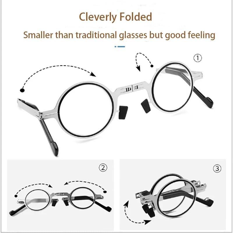 Lunettes de lecture rondes en métal pliables avec protection contre la lumière bleue
