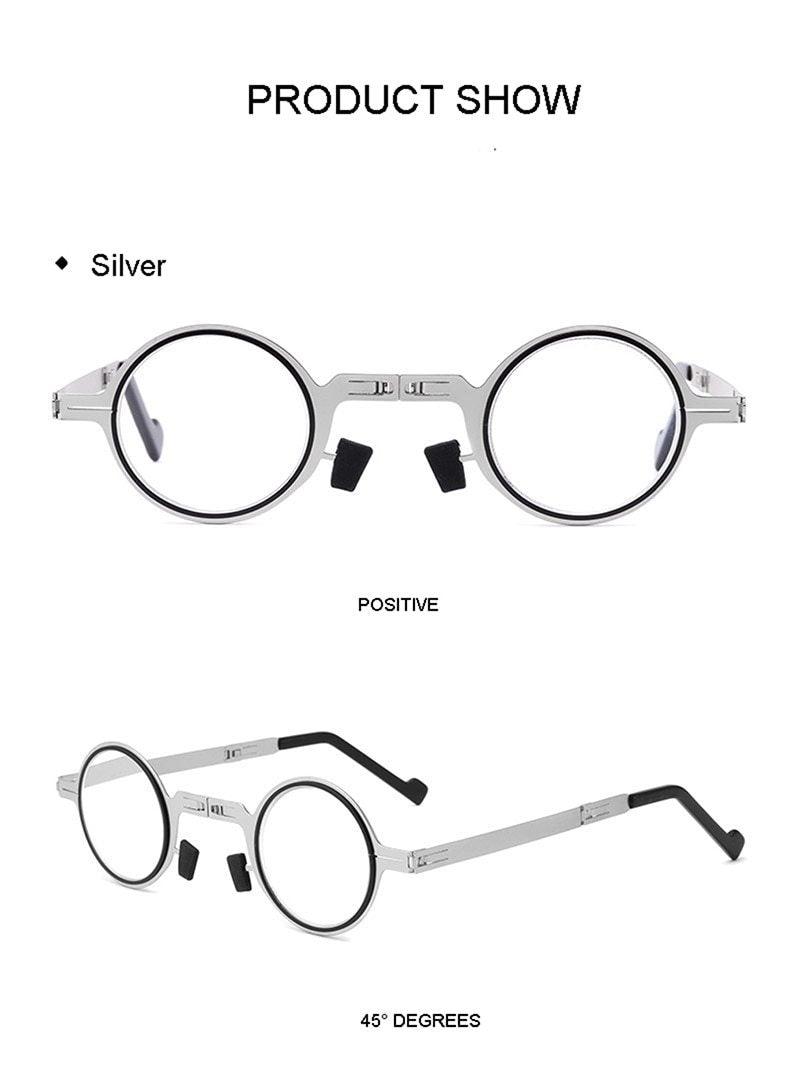 Lunettes de lecture rondes en métal pliables avec protection contre la lumière bleue