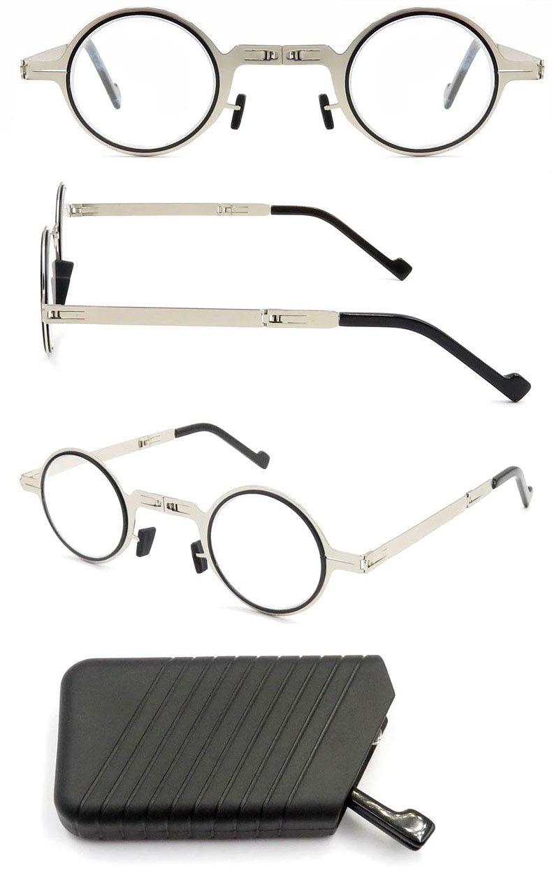 Lunettes de lecture rondes en métal pliables avec protection contre la lumière bleue