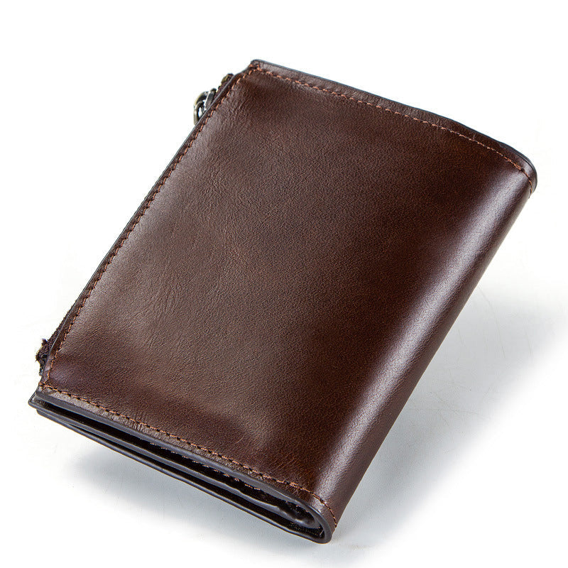 Smart Anti-Lost Wallet Men's Leather Wallet RFID Anti-theft Brush Coin Purse Bluetooth Link Multifunctional - Korvel