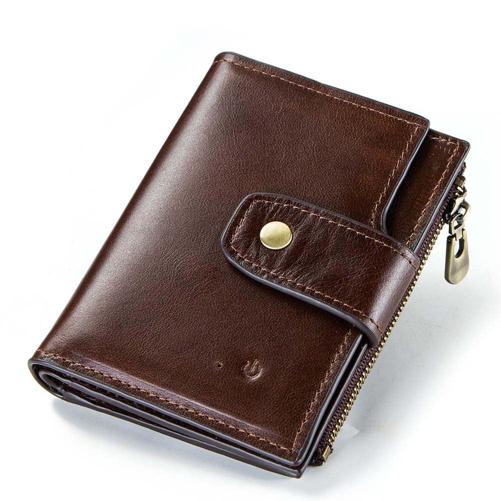 Smart Anti-Lost Wallet Men's Leather Wallet RFID Anti-theft Brush Coin Purse Bluetooth Link Multifunctional - Korvel