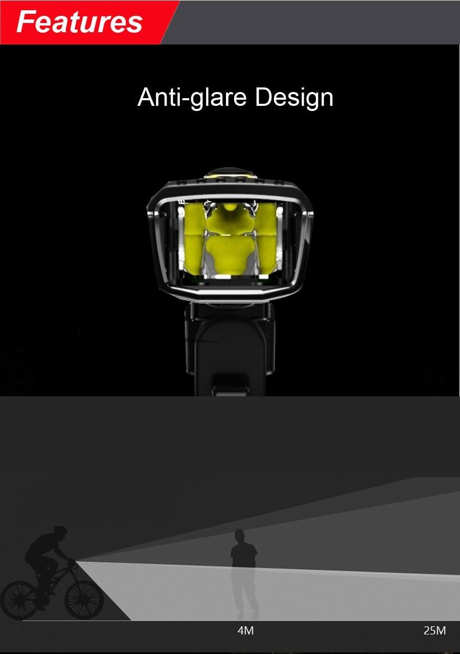 Juego de luces de bicicleta de inducción inteligente - Recargable por USB y resistente al agua