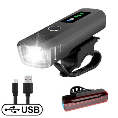 Juego de luces de bicicleta de inducción inteligente - Recargable por USB y resistente al agua