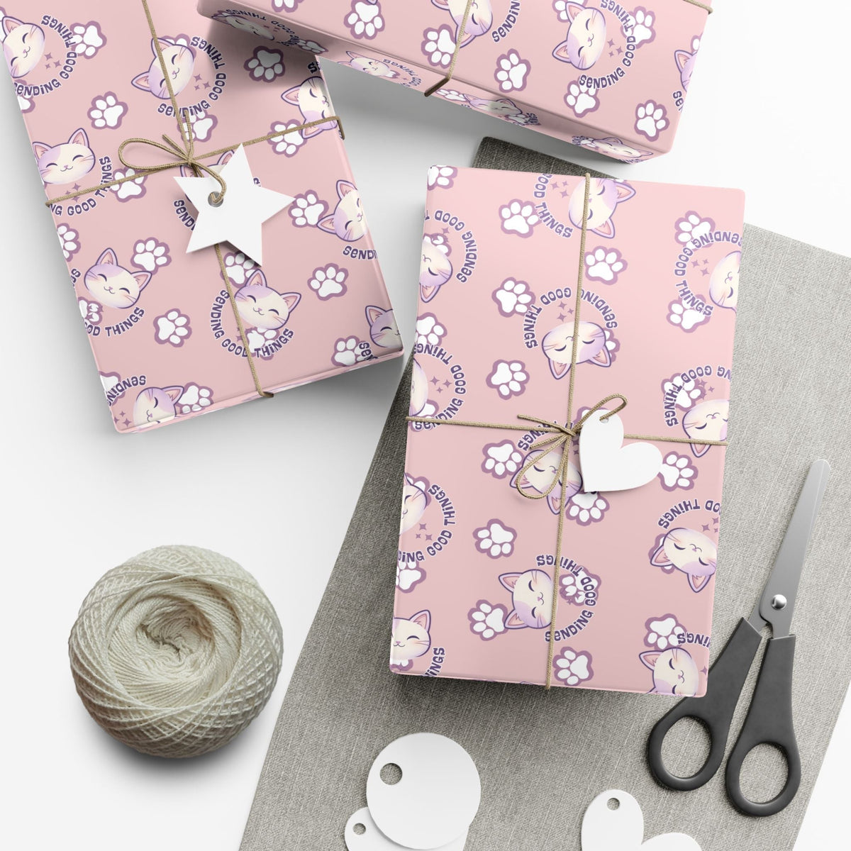 Papel de Regalo con Patrón de Gato Sonriente - Papel de Regalo Multiusos