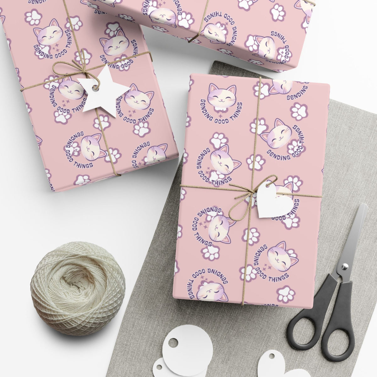 Papel de Regalo con Patrón de Gato Sonriente - Papel de Regalo Multiusos