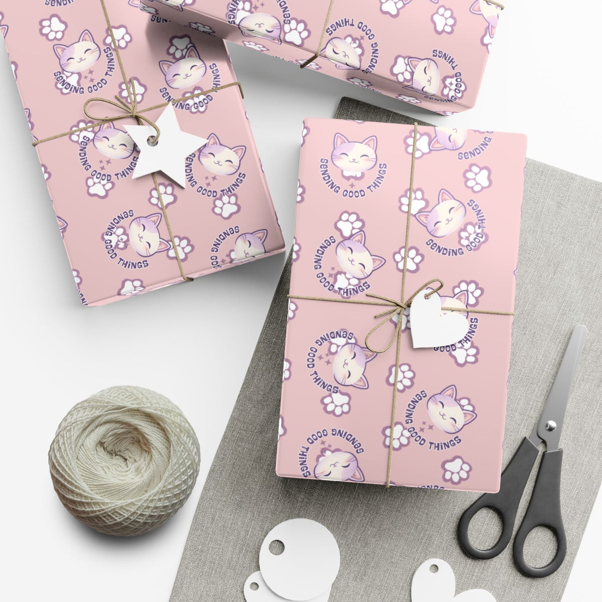 Papel de Regalo con Patrón de Gato Sonriente - Papel de Regalo Multiusos