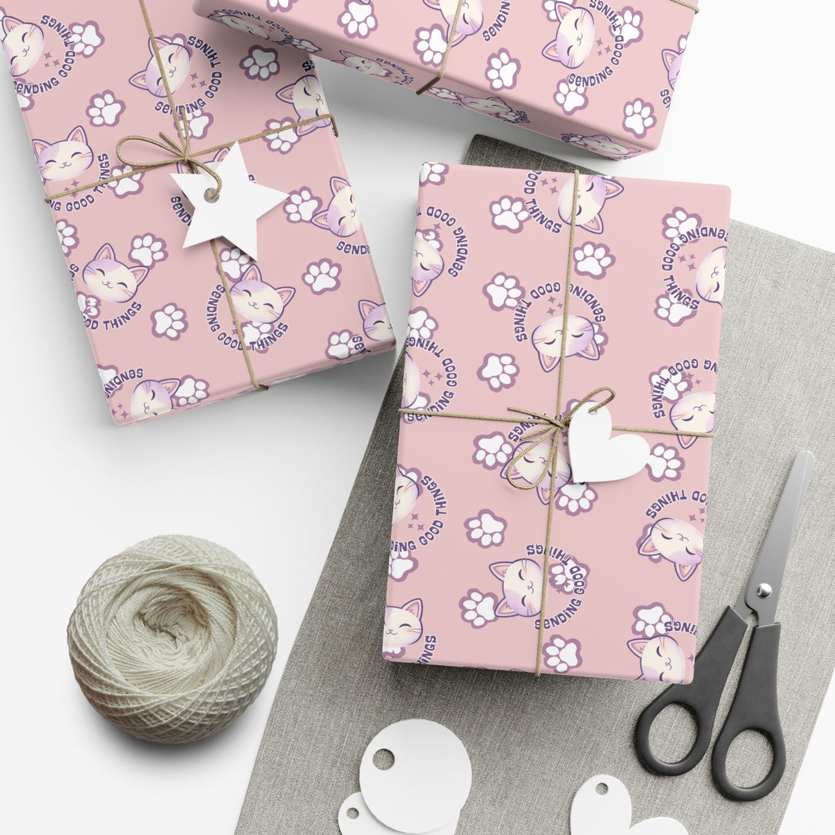 Papel de Regalo con Patrón de Gato Sonriente - Papel de Regalo Multiusos