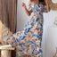 Smocked Printed Short Sleeve Maxi Dress