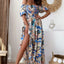 Smocked Printed Short Sleeve Maxi Dress