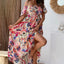 Smocked Printed Short Sleeve Maxi Dress