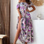Smocked Printed Short Sleeve Maxi Dress