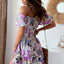Smocked Printed Short Sleeve Maxi Dress