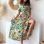Smocked Printed Short Sleeve Maxi Dress
