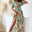 Smocked Printed Short Sleeve Maxi Dress