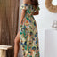 Smocked Printed Short Sleeve Maxi Dress