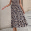 Smocked Printed Wide Strap Dress - Korvel