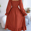 Smocked Square Neck Flounce Sleeve Dress - Korvel