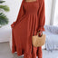Smocked Square Neck Flounce Sleeve Dress - Korvel