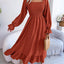 Smocked Square Neck Flounce Sleeve Dress - Korvel