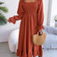 Smocked Square Neck Flounce Sleeve Dress - Korvel