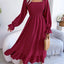 Smocked Square Neck Flounce Sleeve Dress - Korvel