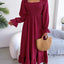 Smocked Square Neck Flounce Sleeve Dress - Korvel