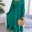 Smocked Square Neck Flounce Sleeve Dress - Korvel