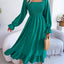 Smocked Square Neck Flounce Sleeve Dress - Korvel