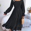 Smocked Square Neck Flounce Sleeve Dress - Korvel