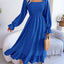 Smocked Square Neck Flounce Sleeve Dress - Korvel