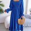 Smocked Square Neck Flounce Sleeve Dress - Korvel