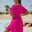 Smocked V-Neck Short Sleeve Dress