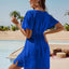 Smocked V-Neck Short Sleeve Dress