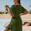 Smocked V-Neck Short Sleeve Dress