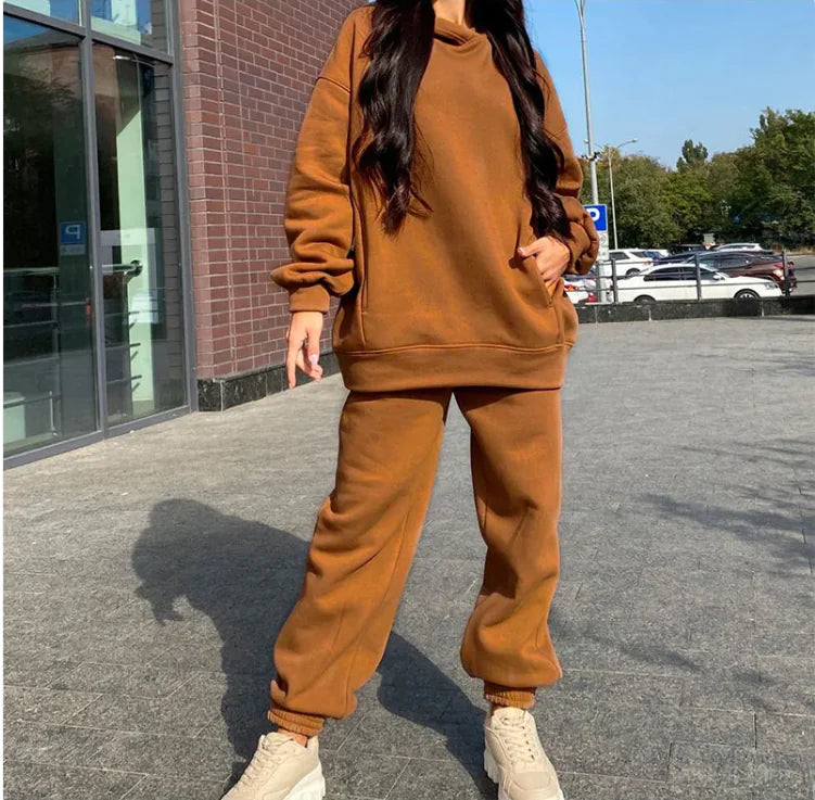 Conjunto de Sudadera de Felpa con Capucha Cómoda para Mujeres