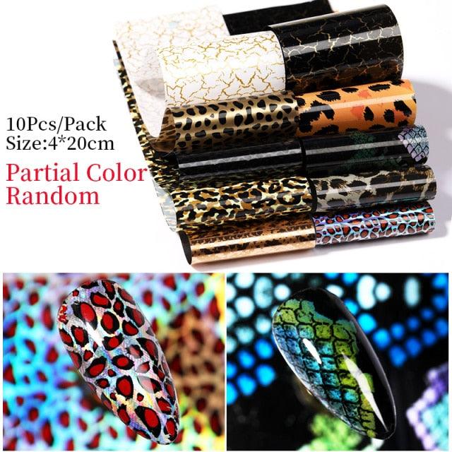 Foils de Uñas de Leopardo de Serpiente - Stickers de Arte de Uñas Autoadhesivos Premium
