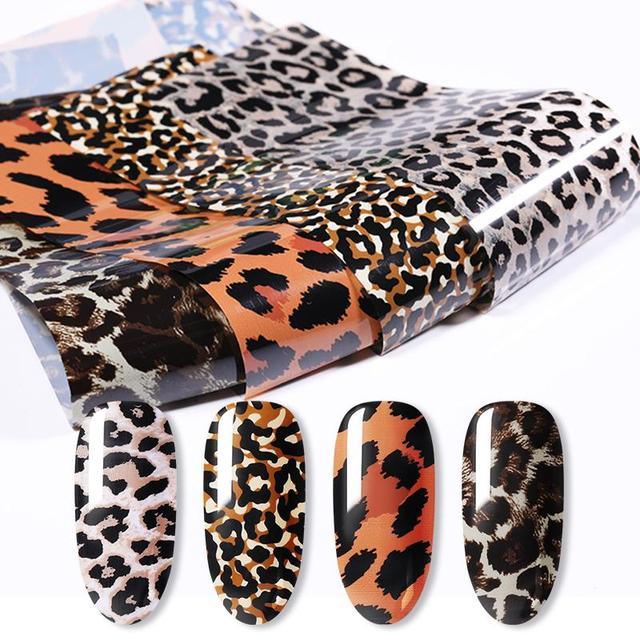Foils de Uñas de Leopardo de Serpiente - Stickers de Arte de Uñas Autoadhesivos Premium