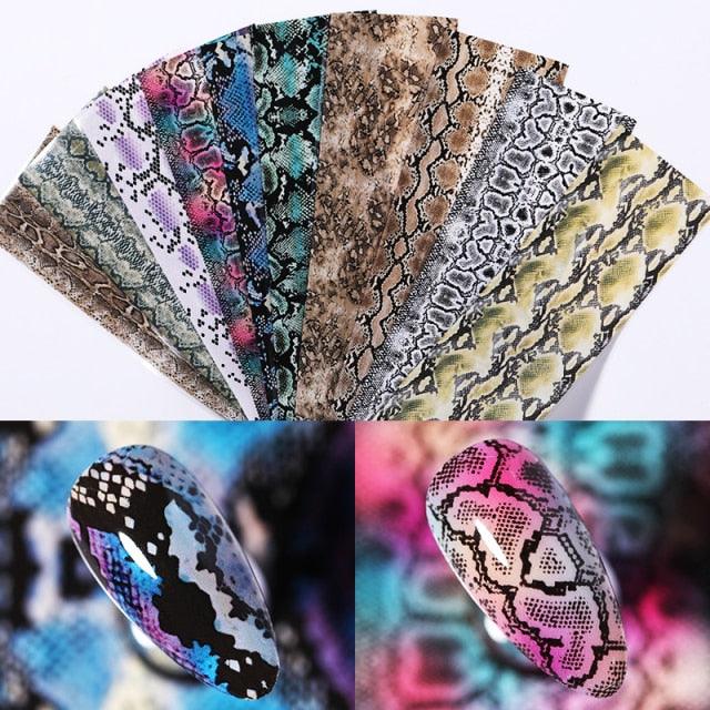 Foils de Uñas de Leopardo de Serpiente - Stickers de Arte de Uñas Autoadhesivos Premium