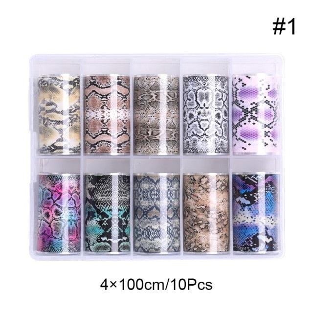 Foils de Uñas de Leopardo de Serpiente - Stickers de Arte de Uñas Autoadhesivos Premium