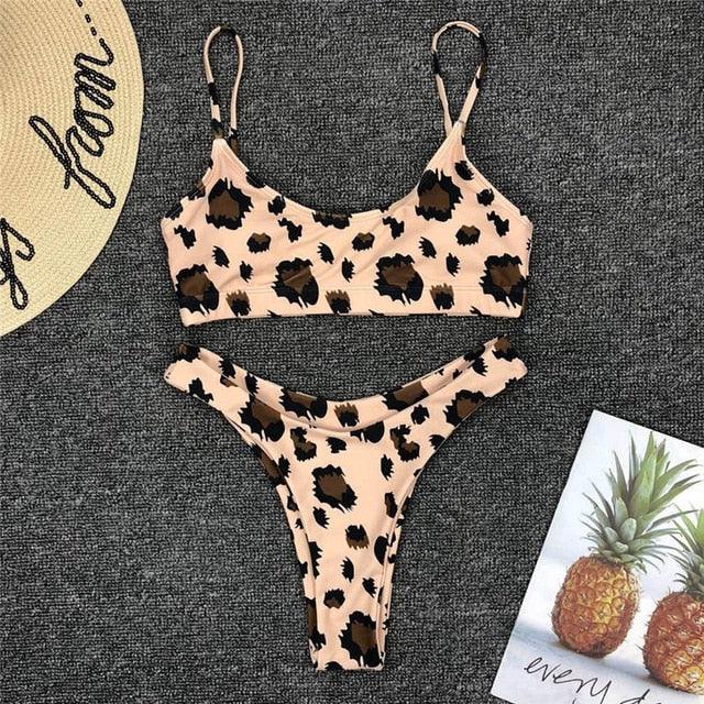 Conjunto de Bikini Elegante con Estampado de Serpiente para Mujeres