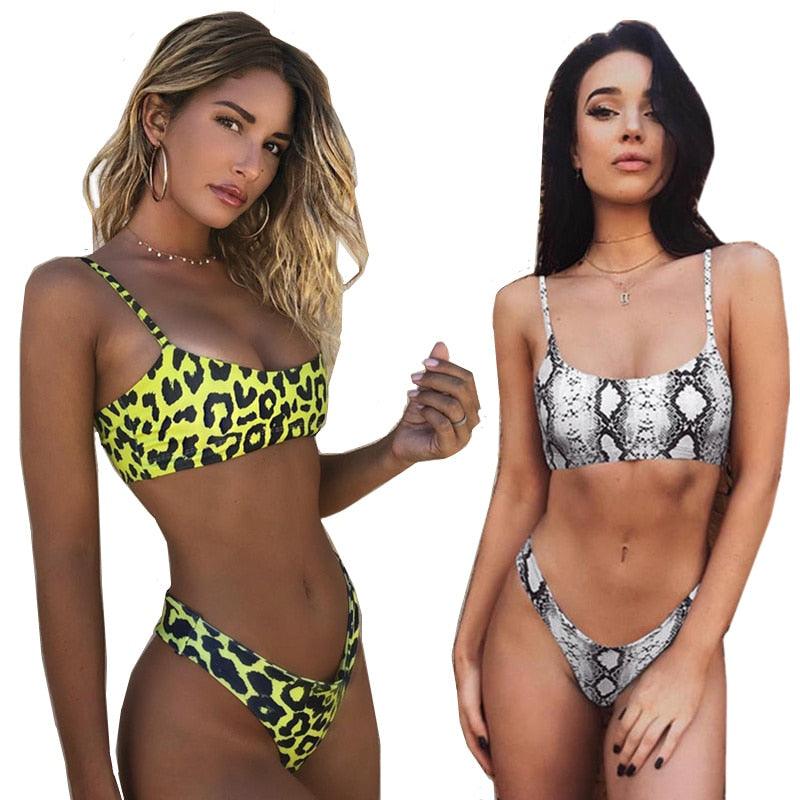 Conjunto de Bikini Elegante con Estampado de Serpiente para Mujeres