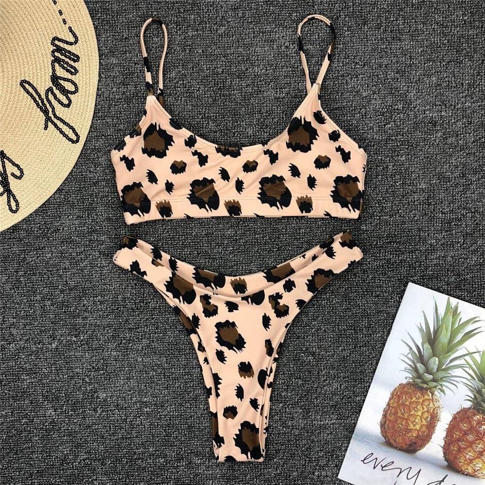 Conjunto de Bikini Elegante con Estampado de Serpiente para Mujeres