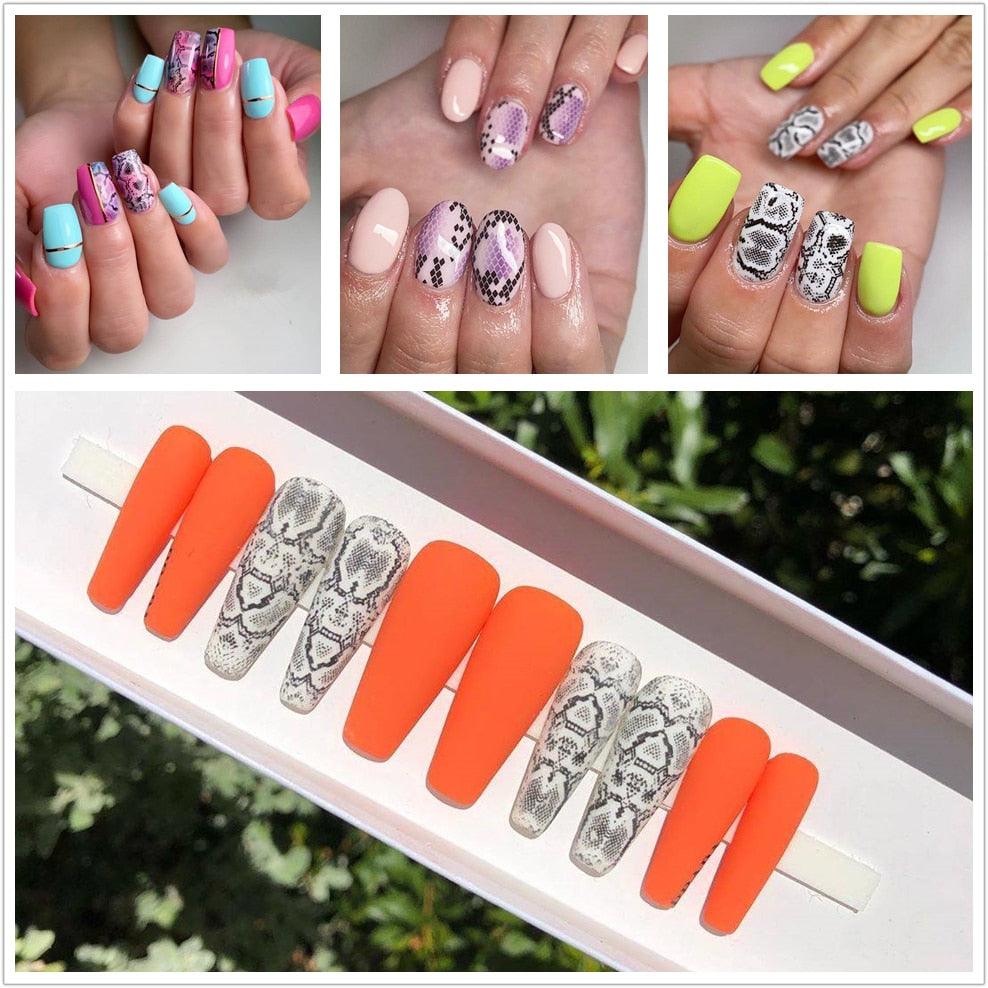 Foils de Arte de Uñas con Diseño de Piel de Serpiente - Papel de Transferencia Premium