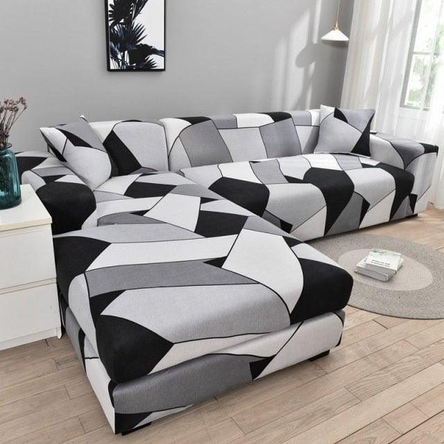 Housse de canapé élastique géométrique premium pour canapés sectionnels